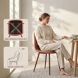 Lot de 4 chaises de salle à manger en tissu rouge doux, chaises de détente avec dossier et pieds métalliques assortis scandinave - CHARLTON