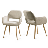 Set von 2 skandinavischen Esszimmer Sesseln mit beige Stoffarmlehnen - Cromwell