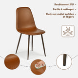 Ensemble table à manger extensible noire avec 4 chaises de salle à manger en PU, style scandinave