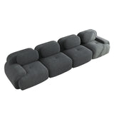Ensemble de canapés avec accoudoirs incurvés et base antidérapante en tissu velours côtelé doux pour le salon, gris, siège 4
