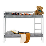 Lit superposé 2 places et 2 étages en métal argenté avec échelle 90x190cm (matelas non inclus) - TWIN
