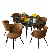Ensemble de salle à manger comprenant une table extensible et 6 chaises en suédine marron