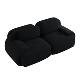 2-Sitzer-Schlafsofa aus dunkelgrauem Stoff mit Seitentaschen, modernes Schlafsofa