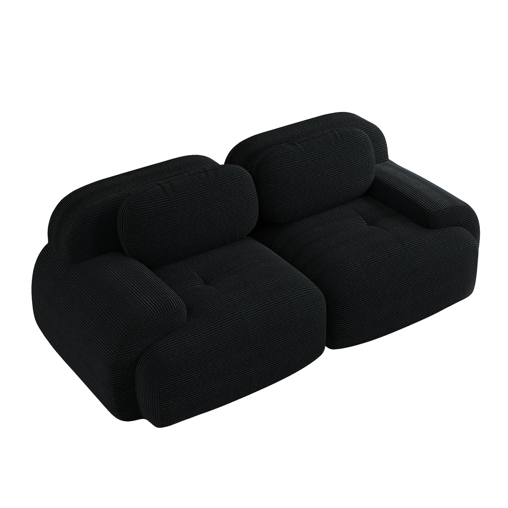 2-Sitzer-Schlafsofa aus dunkelgrauem Stoff mit Seitentaschen, modernes Schlafsofa