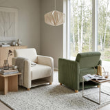 Lounge armchair with armrests in beige corduroy - DOMCO