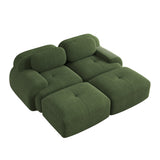 Ensemble de canapés avec accoudoirs incurvés et base antidérapante en tissu velours côtelé doux pour le salon, vert, siège 2 + tabouret 2
