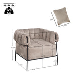Lounge armchair with armrests in light taupe corduroy - DOMCO
