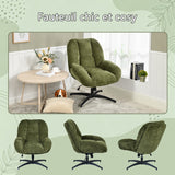 Fauteuil de bureau pivotant scandinave avec accoudoirs en tissu chenille, réglable, vert - LITHOPS FIX