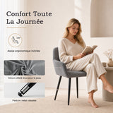 Lot de 4 fauteuils de salle à manger scandinaves avec accoudoirs en velours côtelé gris - CROMWELL CORDUROY