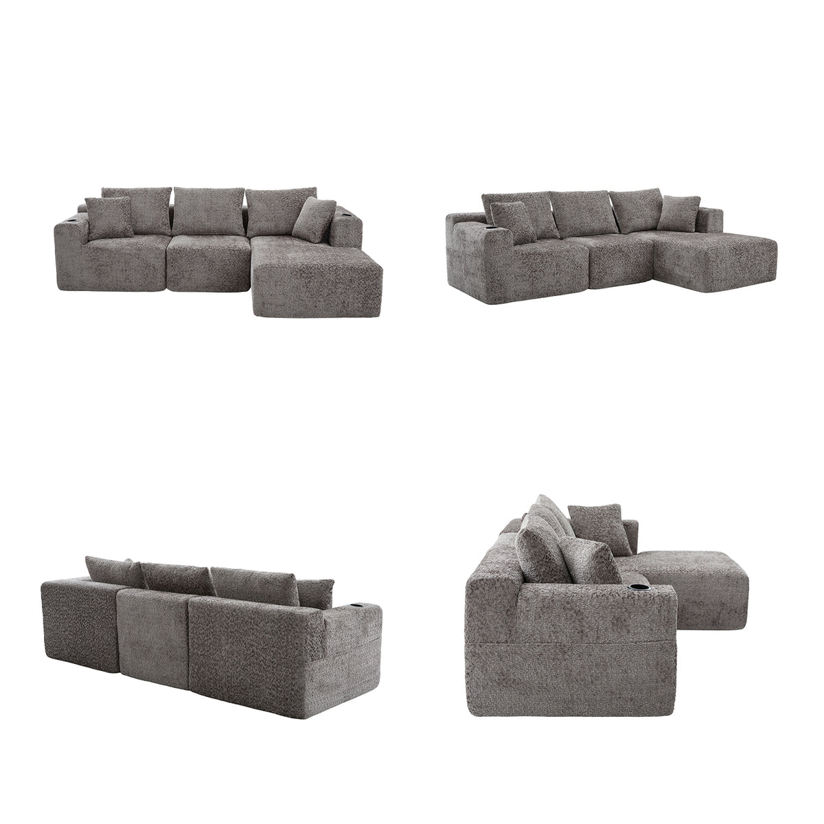 Canapé d’angle modulaire gris 3 place