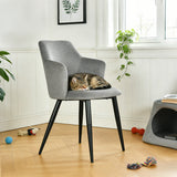 Lot de 2 chaises de salle à manger scandinaves avec accoudoirs en tissu résistant aux animaux et assise rembourrée, gris - AKANJI CC