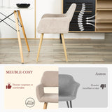 Lot de 4 fauteuils de salle à manger scandinaves avec accoudoirs en tissu beige - CROMWELL
