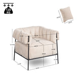 Lounge armchair with armrests in beige corduroy - DOMCO