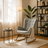 Scandinavian breastfeeding armchair with armrests in gray fabric with stitching - Funkel