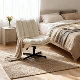 Fauteuil de relaxation réglable et pivotant avec accoudoirs et assise épaisse en chenille beige - CONFOD