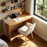 Lot de 2 chaises de salle à manger de style scandinave avec pieds en bois et accoudoirs en velours côtelé beige - ELIA