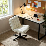 Fauteuil de relaxation réglable et pivotant avec accoudoirs et assise épaisse en chenille beige - CONFOD