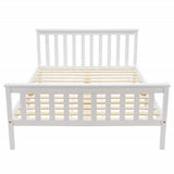 Lit double 140x200 cm en bois massif de pin blanc avec sommier à lattes â€?Design robuste et élégant pour adultes et enfants (sans matelas)
