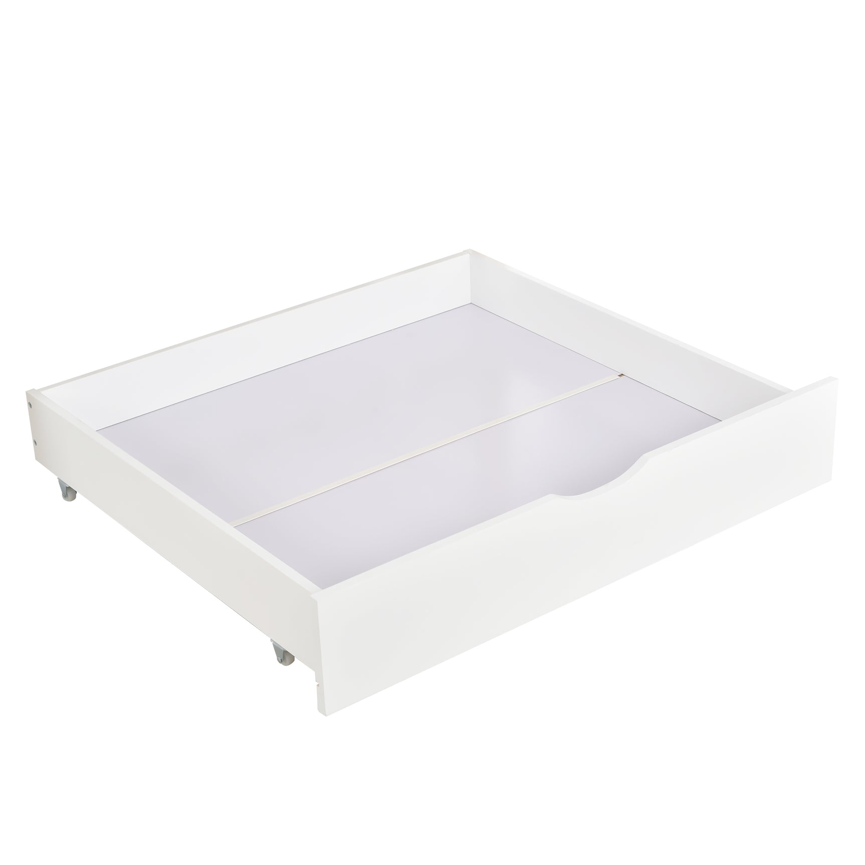 Lit cabane enfant 90x200 cm blanc et bois en bois massif avec sommier à lattes et 2 tiroirs de rangement (sans matelas)