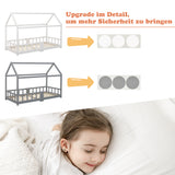 Cabin bed children 90x200 cm Gray in solid wood with blackboard, slatted base and safety barriers, without mattresses