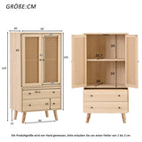Holzbuffet moderner Stil mit Rattan -Türen und -schubladen - 60 x 40 x 120 cm