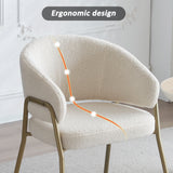Lot de 6 chaises de salle à manger modernes en tissu effet laine blanche avec pieds dorés