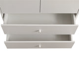 Armoire penderie blanche en panneaux de particules avec 2 portes, 2 tiroirs et tringle de rangement