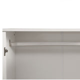 Armoire penderie blanche en panneaux de particules avec 2 portes, 2 tiroirs et tringle de rangement