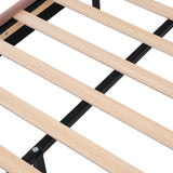 Lit double rembourré LED 140×200 cm en velours rose avec tête de lit réglable et sommier à lattes (sans matelas)