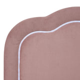 Lit enfant rembourré 90×190 cm avec LED, en velours rose avec tête de lit réglable et sommier à lattes (sans matelas)