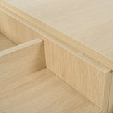 Coiffeuse en bois avec miroir rabattable, 3 tiroirs de rangement et design naturel blanc â€?100x40x78 cm