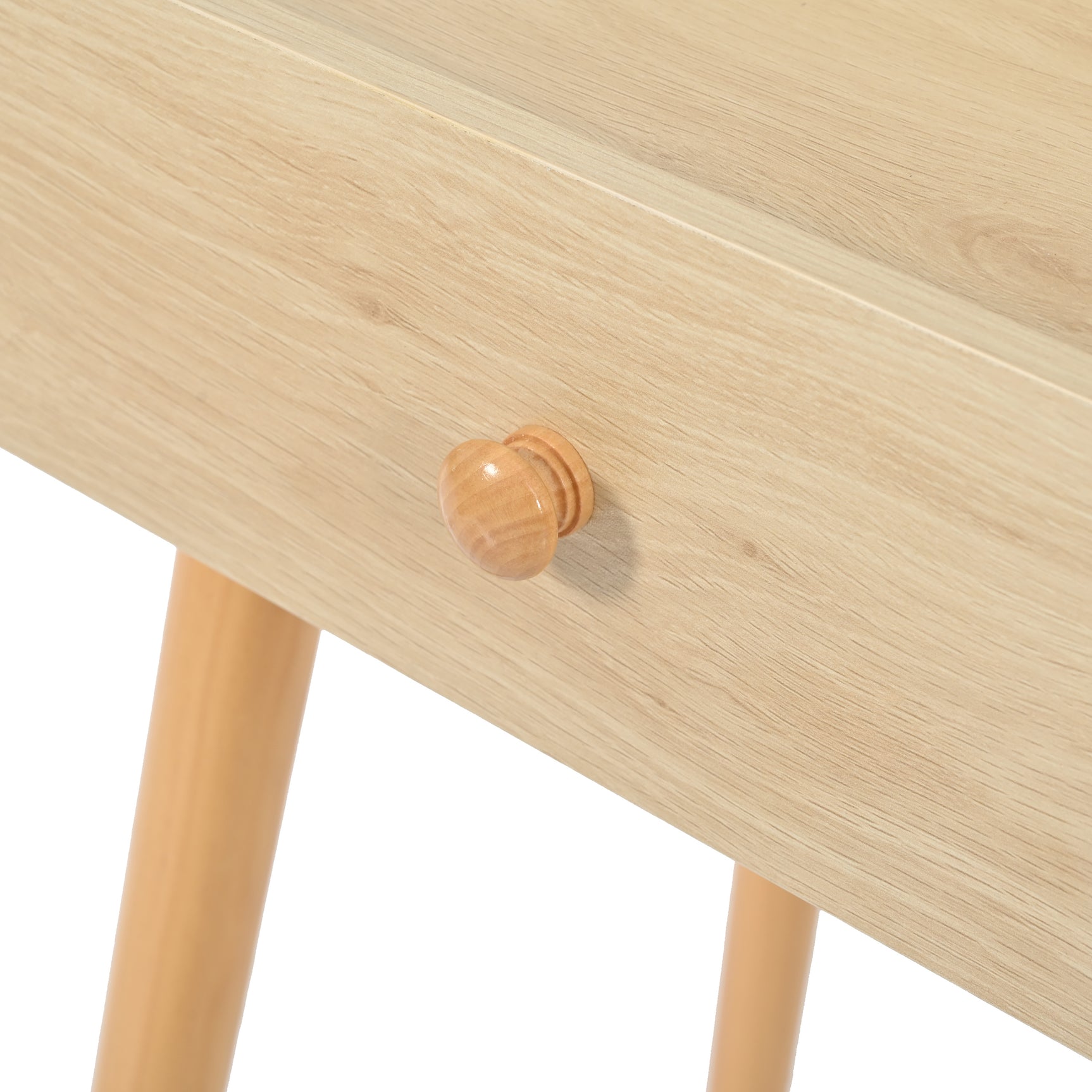 Coiffeuse en bois avec miroir rabattable, 3 tiroirs de rangement et design naturel blanc â€?100x40x78 cm