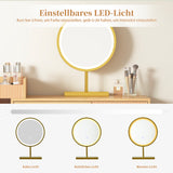 Coiffeuse moderne avec miroir LED à 3 lumières, grand espace de rangement et armoire latérale en verre, 120x40x90 cm