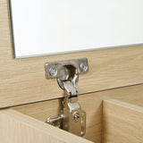 Coiffeuse en bois avec miroir rabattable, 3 tiroirs de rangement et design naturel blanc â€?100x40x78 cm