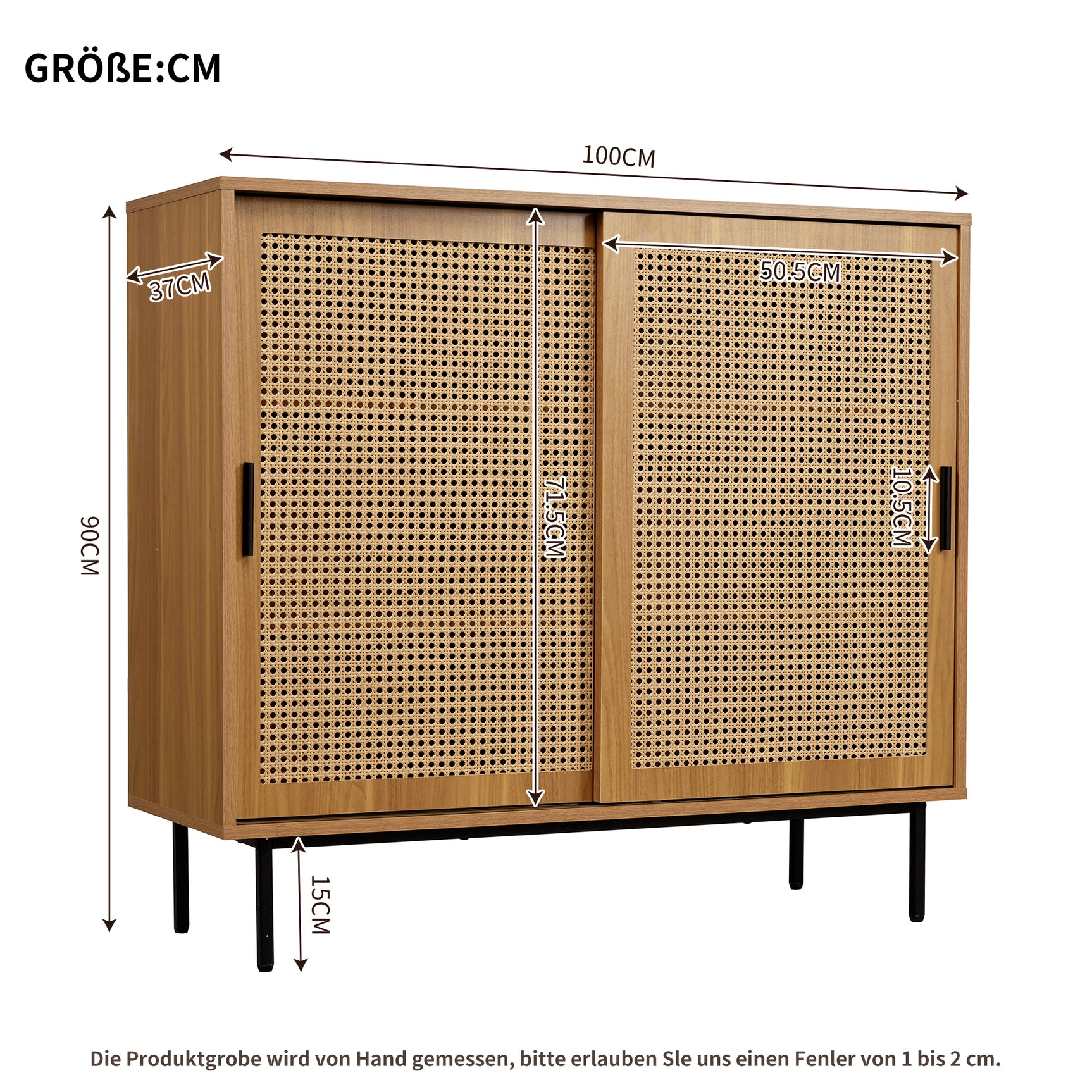 Buffet de cuisine en bois style campagne avec 2 portes coulissantes et étagères réglables â€?100 × 90 × 37 cm