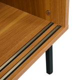 Buffet de cuisine en bois style campagne avec 2 portes coulissantes et étagères réglables â€?100 × 90 × 37 cm
