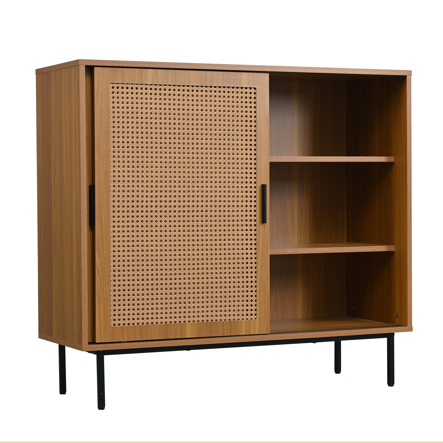 Buffet de cuisine en bois style campagne avec 2 portes coulissantes et étagères réglables â€?100 × 90 × 37 cm