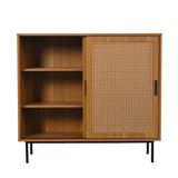 Buffet de cuisine en bois style campagne avec 2 portes coulissantes et étagères réglables â€?100 × 90 × 37 cm