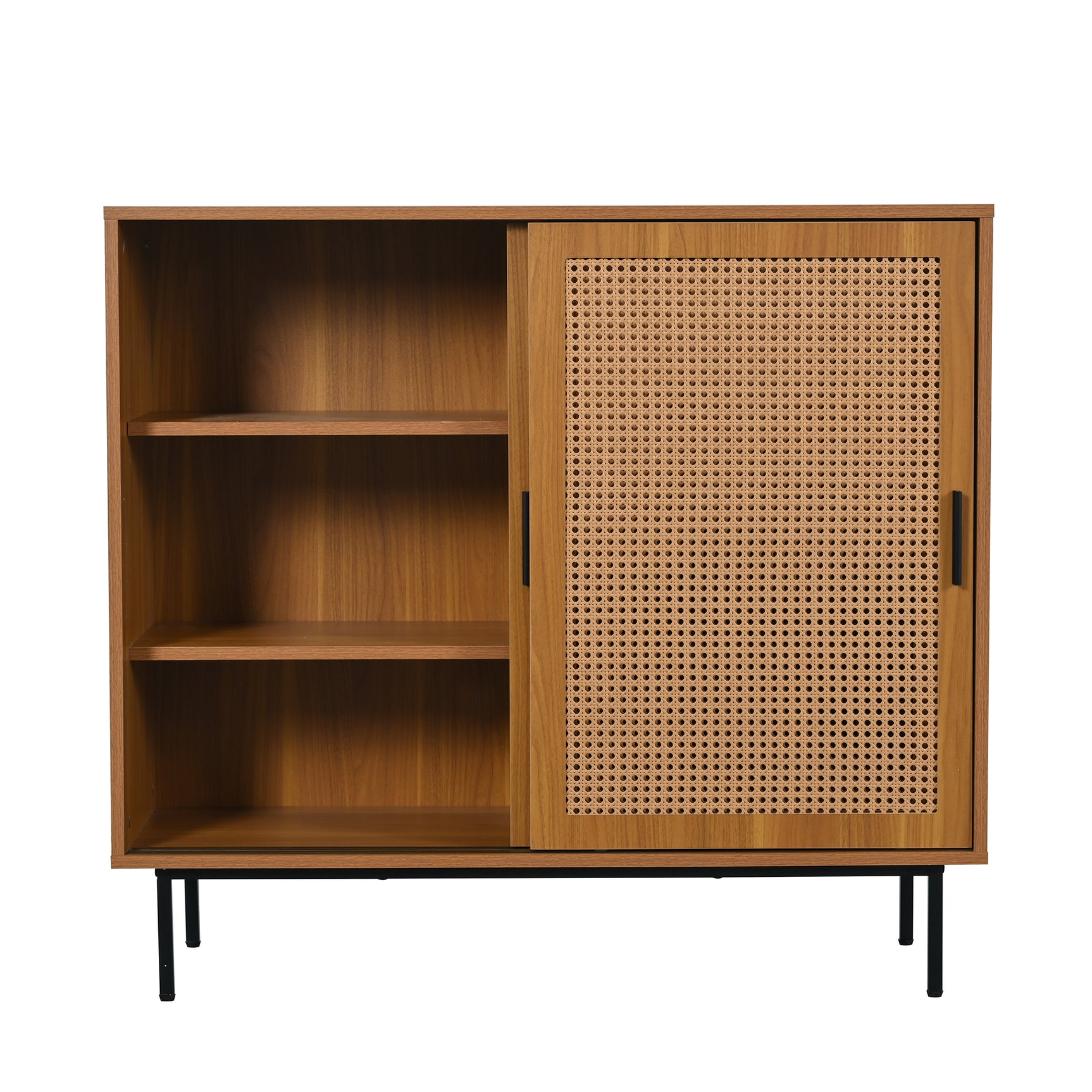 Buffet de cuisine en bois style campagne avec 2 portes coulissantes et étagères réglables â€?100 × 90 × 37 cm