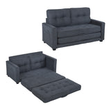 Canapé-lit 2 places en tissu gris foncé avec poches latérales, sofa convertible moderne