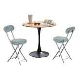 Round Table Table Table Table Timber Ø80 cm with 4 black velvet chairs, modern and comfortable style