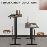 Table de bureau électrique réglable en hauteur 140x70 cm Stehschreibtisch avec moteur, cadre en métal, design nature+noir pour bureau et espace de travail
