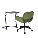 Ensemble avec table d’appoint noire pliable et fauteuil de bureau en velours côtelé vert olive âââââââ€?BASELINE & ROSS
