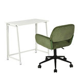 Ensemble avec bureau pliable blanc à roulettes et fauteuil en velours côtelé vert olive âââââââ€?ASCOLI & ROSS