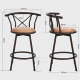 Set of 4 pivoting industrial bar stools with brown fabric file - Hailey 24