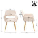 Set von 4 skandinavischen Esszimmer Sesseln mit beige Samtarmlehnen - Cromwell Cord