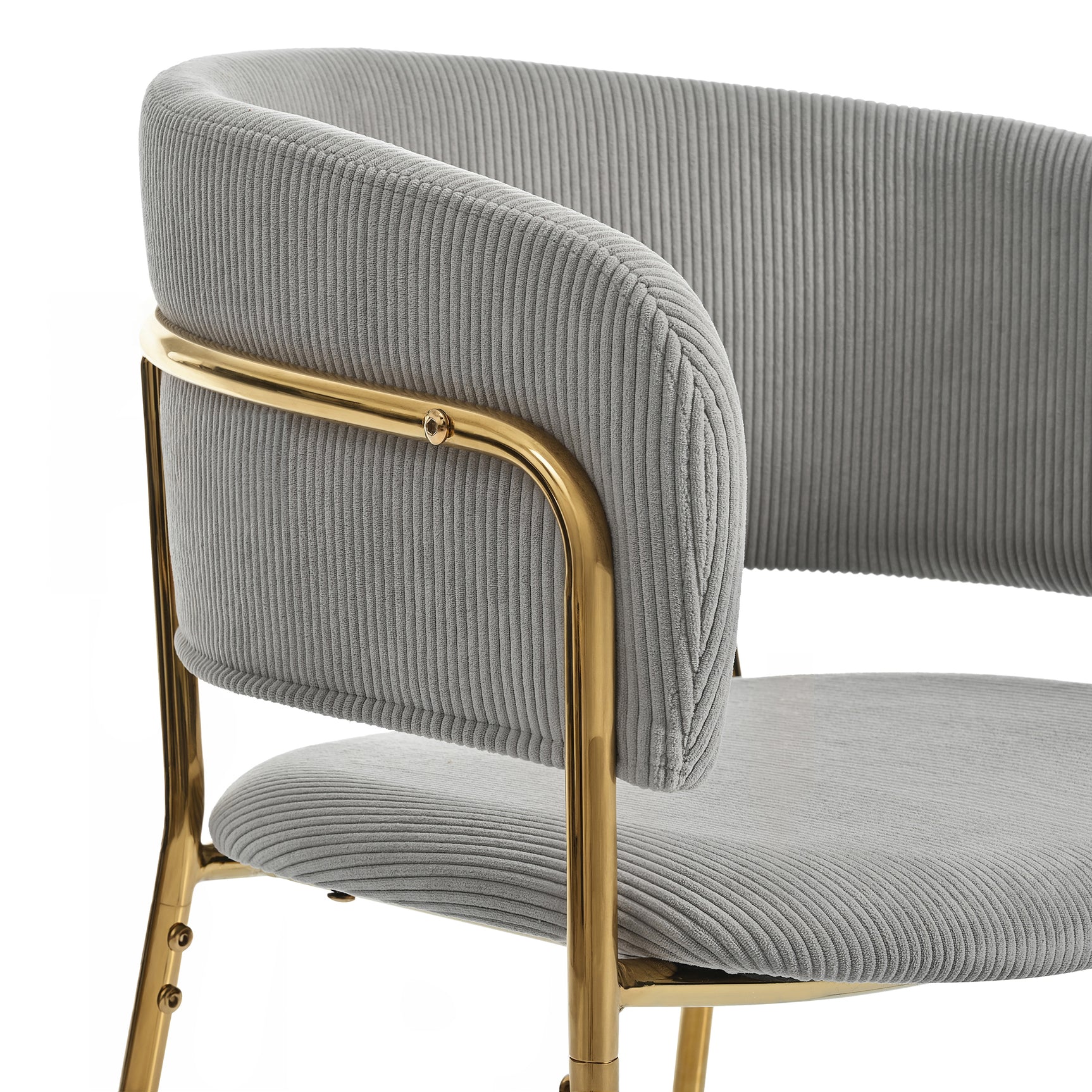 Set of 2 modern gray chopped fabric chairs with tilted wood and metal feet, ergonomic backrest and adjustable feet