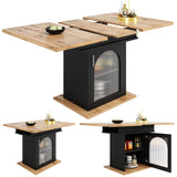 Extensible dining table 140/180x80x75 cm with MDF tray white marble effect and black metal feet