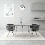 Lot de 4 chaises de salle à manger pivotantes en velours gris avec pieds en métal argenté