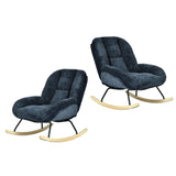 Lot de 2 fauteuil à bascule scandinave en tissu chenille avec accoudoirs pour salon ou chambre à coucher, bleu - LITHOPS